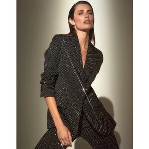 NWOT Nadine Merabi KIRA BLACK EMBELLISHED BLAZER Original Price $425 SZ: XL